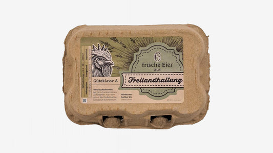 6er TopCom Eierschachtel mit „Freilandhaltung“ Aufdruck Oben