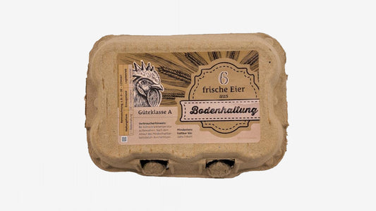 6er TopCom Eierschachtel mit „Bodenhaltung“ Aufdruck Oben
