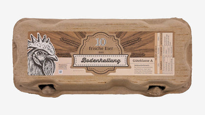 10er TopCom Eierschachtel mit „Bodenhaltung“ Aufdruck Oben