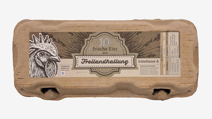 10er TopCom Eierschachtel mit „Freilandhaltung“ Aufdruck Oben