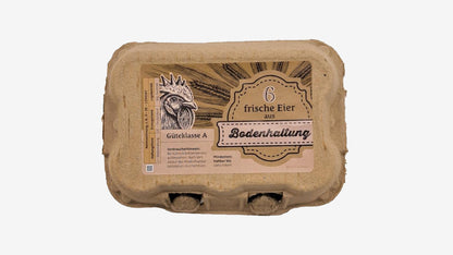 6er TopCom Eierschachtel mit „Bodenhaltung“ Aufdruck Oben